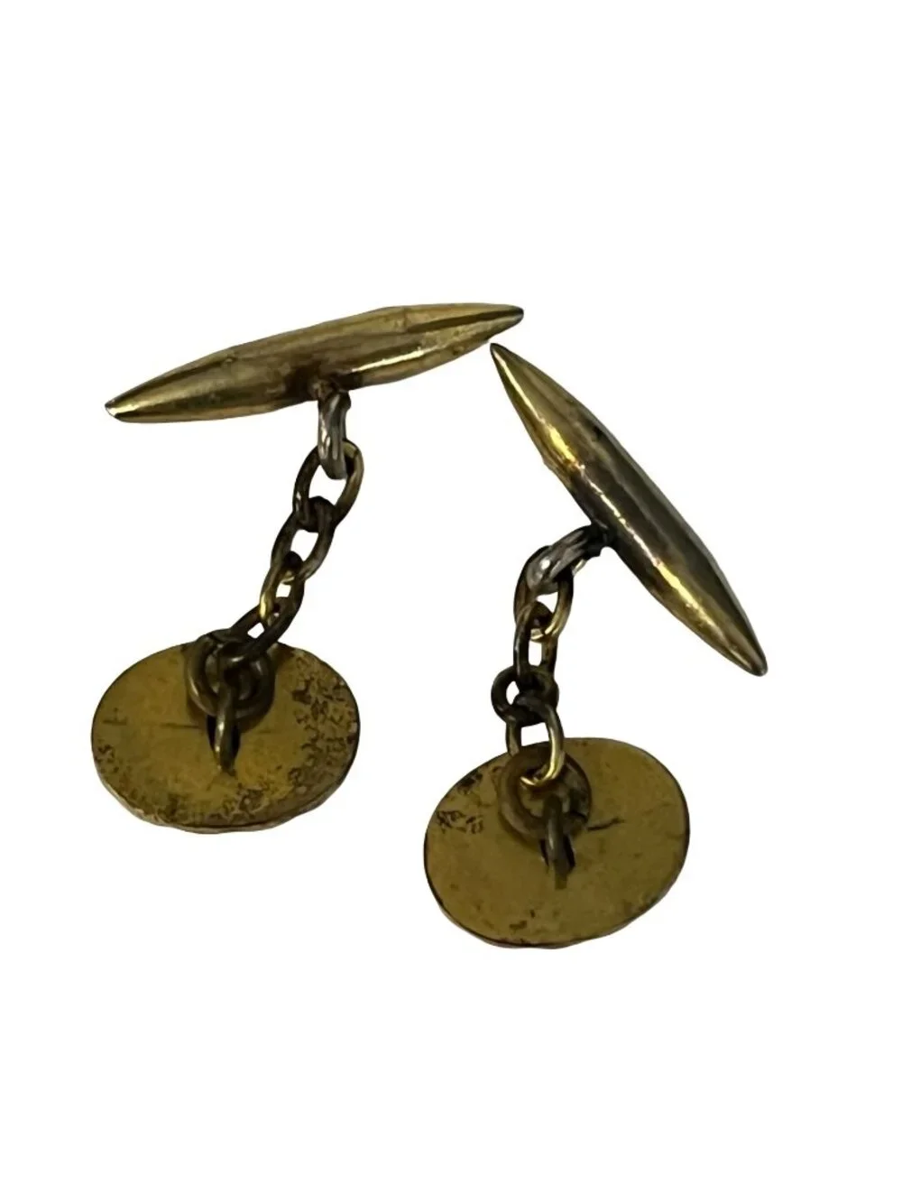 Vintage Gold Tone Cufflinks Black Oval Inlay Chain Link Retro Men’s Formal Jewel